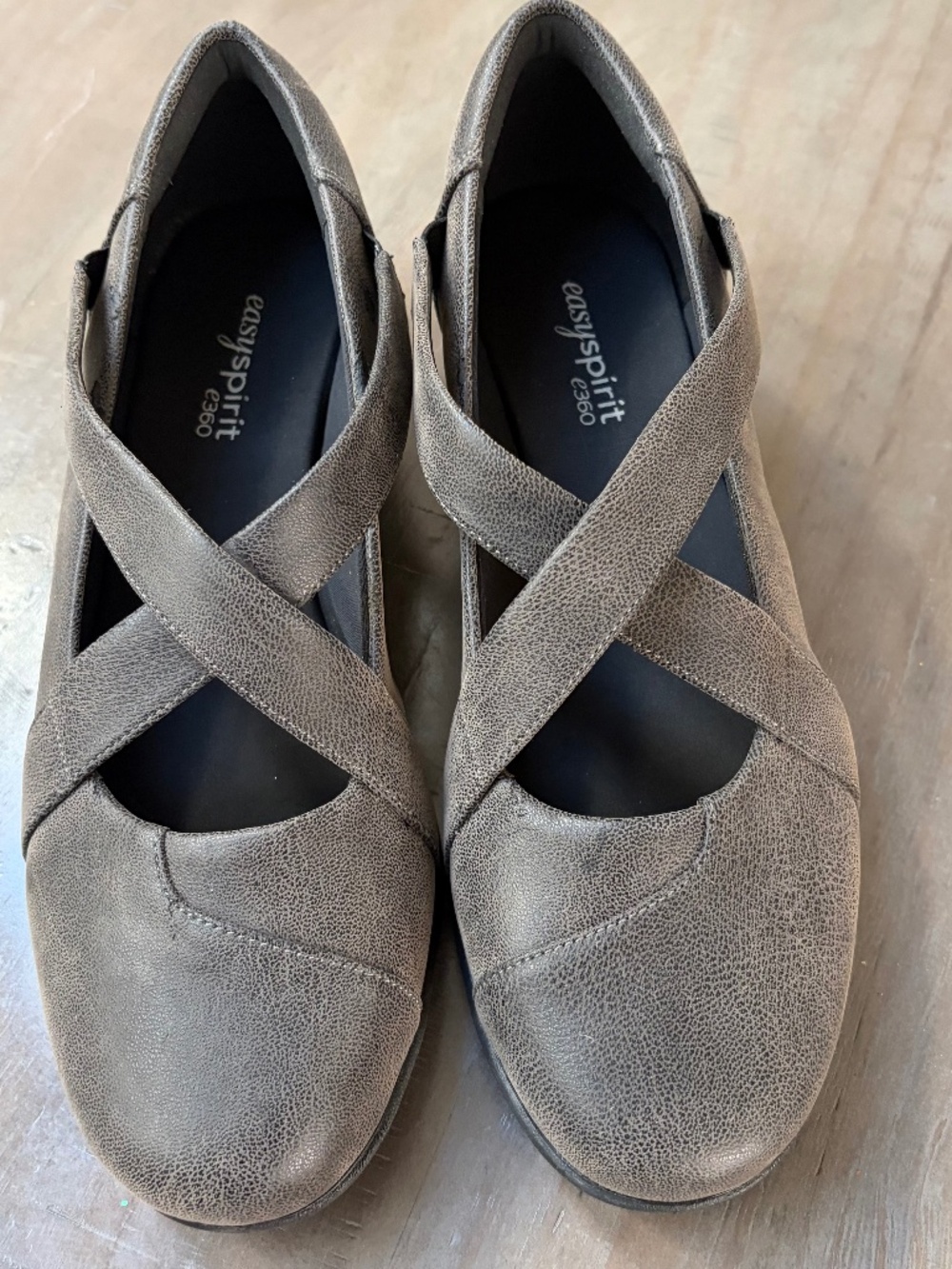 Easy Spirit Mary Jane shoes with crisscross straps.